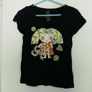 black Meters/bonwe graphic tee girl in geometric shapes sequins size S/M
